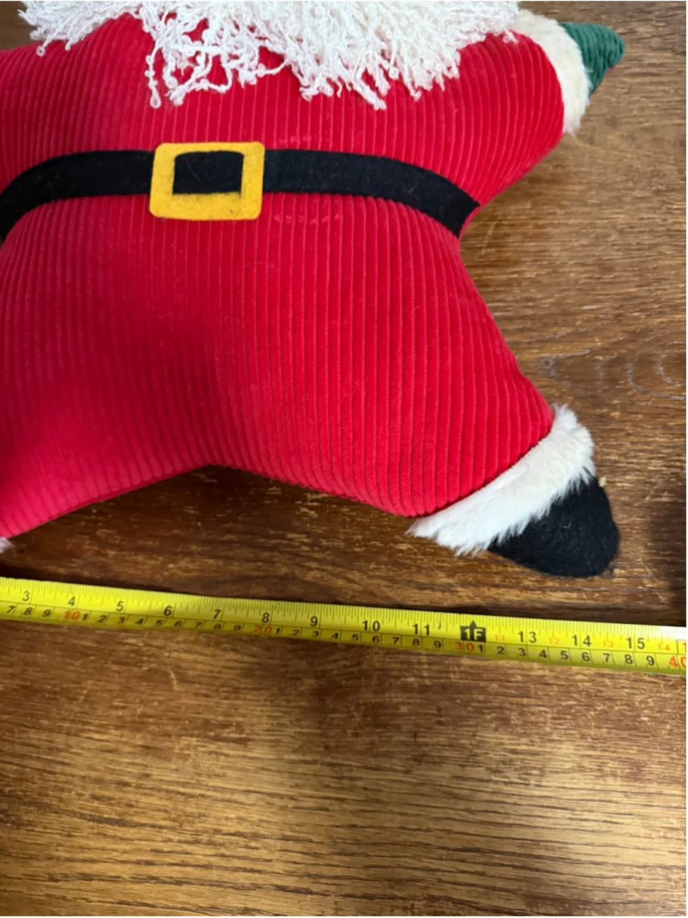 Santa Claus Shaped Pillow Red Corduroy Christmas Primitive Folk Art Holiday